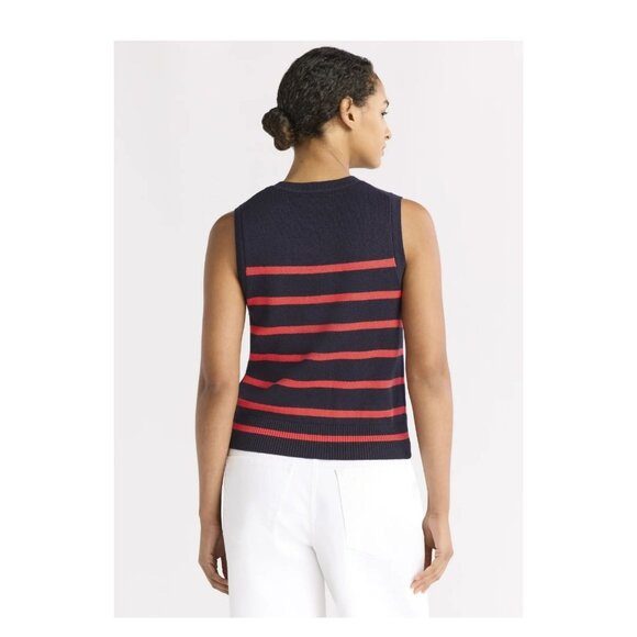 NWT Women’s Striped Button Up Sleeveless Cardigan Sweater – Size XS - Picture 2 of 5